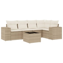 vidaXL Juego de sofás jardín con cojines 6 pzas ratán sintético beige