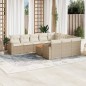 vidaXL Set de sofás de jardín 11pzas con cojines ratán sintético beige vidaXL Set de sofás de jardín 11pzas con cojines ratán sintético beige