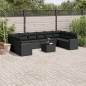 vidaXL Set de sofás de jardín 11 pzas y cojines ratán sintético negro vidaXL Set de sofás de jardín 11 pzas y cojines ratán sintético negro