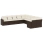 vidaXL Set de sofás de jardín 10 pzas y cojines ratán sintético marrón vidaXL Set de sofás de jardín 10 pzas y cojines ratán sintético marrón