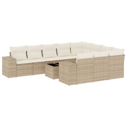 vidaXL Set de sofás de jardín 11pzas con cojines ratán sintético beige
