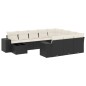 vidaXL Set de sofás de jardín 11 pzas y cojines ratán sintético negro vidaXL Set de sofás de jardín 11 pzas y cojines ratán sintético negro