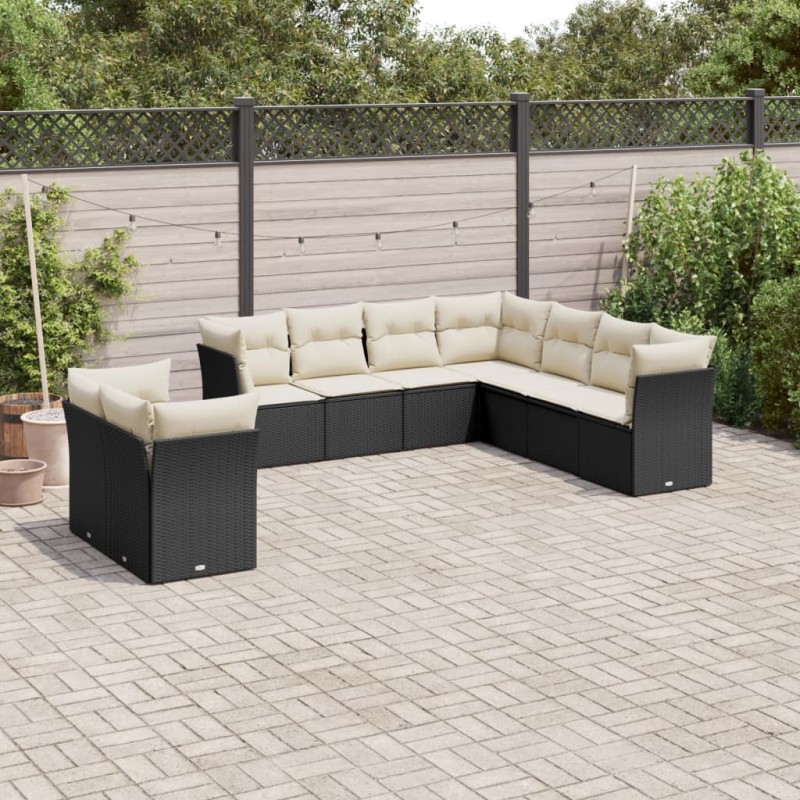 vidaXL Set de sofás de jardín 8 piezas y cojines ratán sintético negro vidaXL Set de sofás de jardín 8 piezas y cojines ratán sintético negro