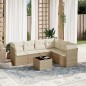 vidaXL Set sofás de jardín 7 piezas y cojines ratán sintético beige vidaXL Set sofás de jardín 7 piezas y cojines ratán sintético beige