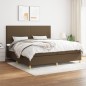 vidaXL Cama box spring con colchón tela marrón oscuro 200x200 cm