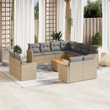 vidaXL Set de sofás de jardín 12 pzas y cojines ratán sintético marrón