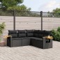 vidaXL Set de muebles de jardín 5 pzas y cojines ratán sintético negro