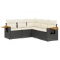 vidaXL Set de muebles de jardín 5 pzas y cojines ratán sintético negro vidaXL Set de muebles de jardín 5 pzas y cojines ratán sintético negro