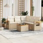 vidaXL Juego de sofás jardín con cojines 6 pzas ratán sintético beige