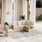 vidaXL Juego de sofás jardín con cojines 5 pzas ratán sintético beige