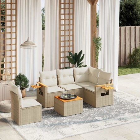 vidaXL Juego de sofás jardín con cojines 6 pzas ratán sintético beige