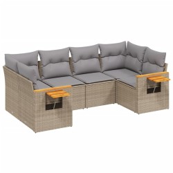 vidaXL Juego de sofás jardín con cojines 6 pzas ratán sintético beige