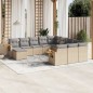 vidaXL Set de sofás de jardín 11pzas con cojines ratán sintético beige vidaXL Set de sofás de jardín 11pzas con cojines ratán sintético beige