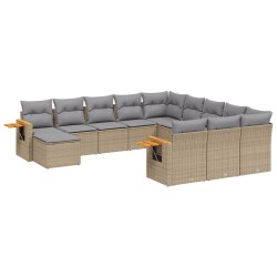 vidaXL Set de sofás de jardín 11pzas con cojines ratán sintético beige
