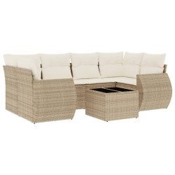 vidaXL Set sofás de jardín 7 piezas y cojines ratán sintético beige