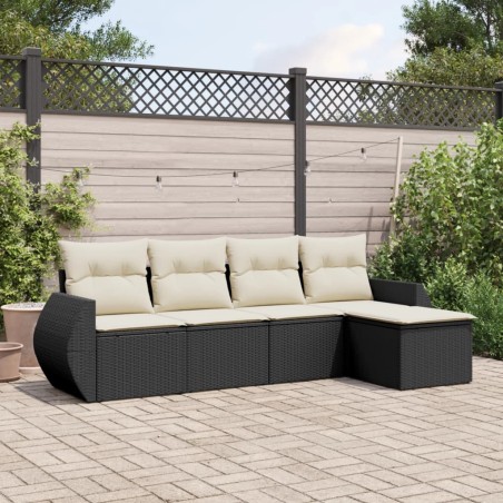 vidaXL Set de muebles de jardín 5 pzas y cojines ratán sintético negro