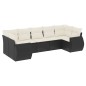 vidaXL Set de comedor de jardín 7 pzas y cojines ratán sintético negro vidaXL Set de comedor de jardín 7 pzas y cojines ratán sintético negro