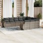 vidaXL Set de sofás de jardín 10 pzas con cojines ratán sintético gris vidaXL Set de sofás de jardín 10 pzas con cojines ratán sintético gris