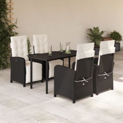 vidaXL Set de muebles jardín 5 pzas con cojines ratán sintético negro