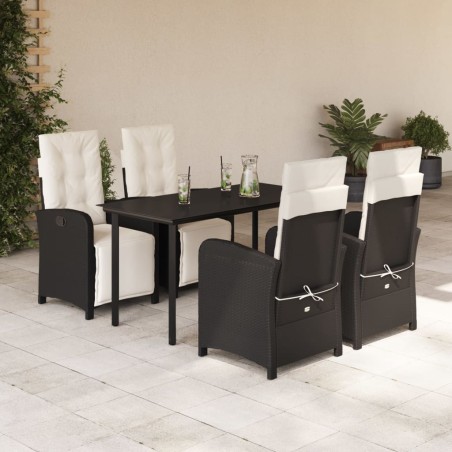 vidaXL Set de muebles jardín 5 pzas con cojines ratán sintético negro