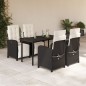 vidaXL Set de muebles jardín 5 pzas con cojines ratán sintético negro vidaXL Set de muebles jardín 5 pzas con cojines ratán sintético negro