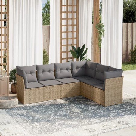 vidaXL Juego de sofás jardín con cojines 6 pzas ratán sintético beige