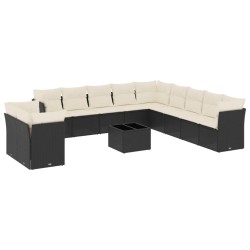 vidaXL Set de sofás de jardín 12 piezas cojines ratán sintético negro