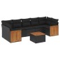vidaXL Set de sofás de jardín 8 piezas y cojines ratán sintético negro vidaXL Set de sofás de jardín 8 piezas y cojines ratán sintético negro