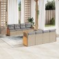vidaXL Set de sofás de jardín 9 pzas con cojines ratán sintético beige vidaXL Set de sofás de jardín 9 pzas con cojines ratán sintético beige