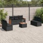 vidaXL Set de sofás de jardín 8 piezas y cojines ratán sintético negro vidaXL Set de sofás de jardín 8 piezas y cojines ratán sintético negro