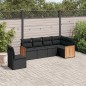vidaXL Set de sofás de jardín 6 piezas y cojines ratán sintético negro vidaXL Set de sofás de jardín 6 piezas y cojines ratán sintético negro