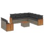 vidaXL Set de sofás de jardín 10 pzas con cojines ratán sintético gris vidaXL Set de sofás de jardín 10 pzas con cojines ratán sintético gris