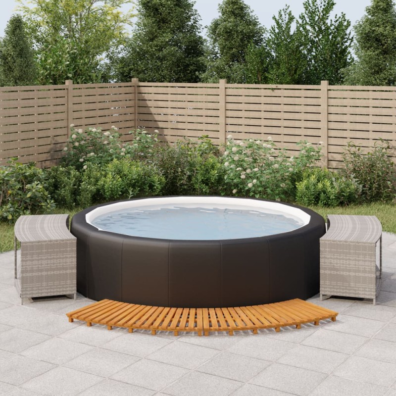 vidaXL Borde bañera hidromasaje madera acacia y ratán sintético gris 