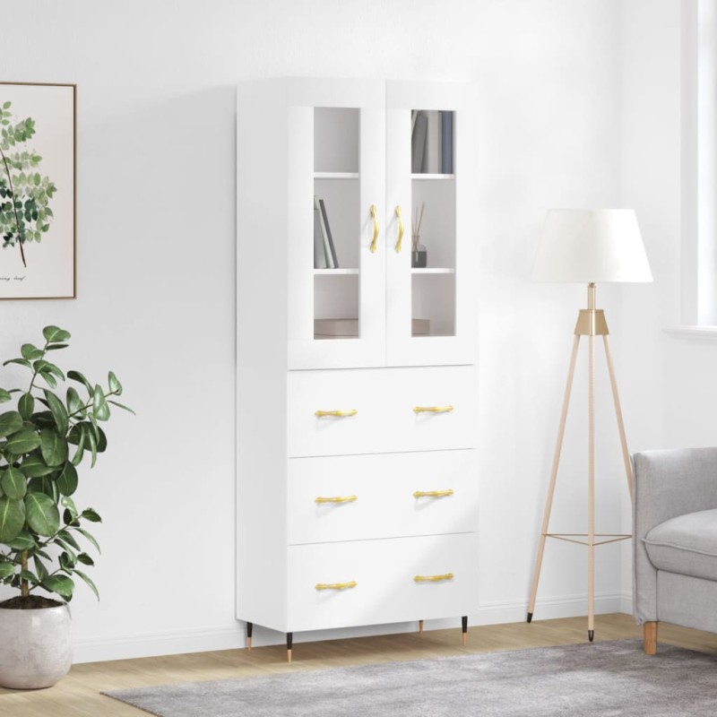 vidaXL Aparador alto madera contrachapada blanco brillo 69,5x34x180 cm vidaXL Aparador alto madera contrachapada blanco brillo 69,5x34x180 cm