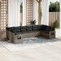 vidaXL Set de sofás de jardín 10 pzas con cojines ratán sintético gris vidaXL Set de sofás de jardín 10 pzas con cojines ratán sintético gris