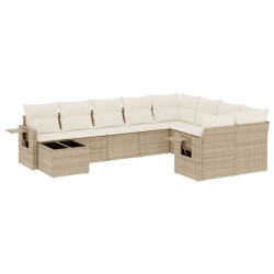 vidaXL Juego de sofás jardín con cojines beige 10 pzas ratán sintético