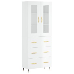 vidaXL Aparador alto madera contrachapada blanco brillo 69,5x34x180 cm