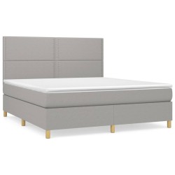 vidaXL Cama box spring con colchón tela gris claro 160x200 cm