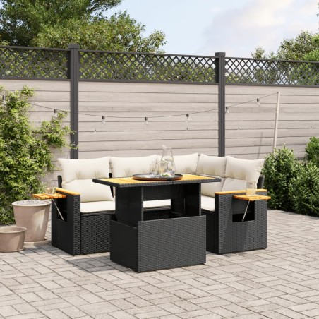 vidaXL Set de muebles de jardín 5 pzas y cojines ratán sintético negro