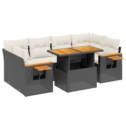 vidaXL Set de comedor de jardín 7 pzas y cojines ratán sintético negro