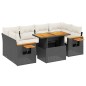 vidaXL Set de comedor de jardín 7 pzas y cojines ratán sintético negro vidaXL Set de comedor de jardín 7 pzas y cojines ratán sintético negro