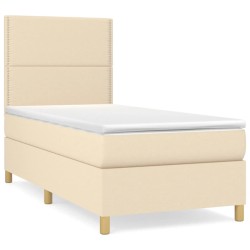 vidaXL Cama box spring con colchón tela color crema 100x200 cm