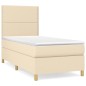 vidaXL Cama box spring con colchón tela color crema 100x200 cm vidaXL Cama box spring con colchón tela color crema 100x200 cm