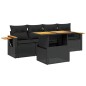 vidaXL Set de muebles de jardín 5 pzas y cojines ratán sintético negro