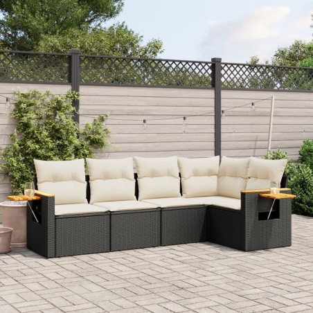 vidaXL Set de muebles de jardín 5 pzas y cojines ratán sintético negro