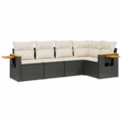 vidaXL Set de muebles de jardín 5 pzas y cojines ratán sintético negro