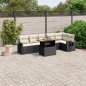 vidaXL Set de comedor de jardín 7 pzas y cojines ratán sintético negro vidaXL Set de comedor de jardín 7 pzas y cojines ratán sintético negro