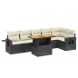vidaXL Set de comedor de jardín 7 pzas y cojines ratán sintético negro vidaXL Set de comedor de jardín 7 pzas y cojines ratán sintético negro