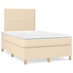vidaXL Cama box spring con colchón tela color crema 120x200 cm