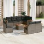 vidaXL Set de muebles de jardín 9 pzas y cojines ratán sintético gris
